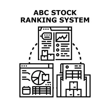 Abc stock ranking system analyzing inventory data Stock Illustration