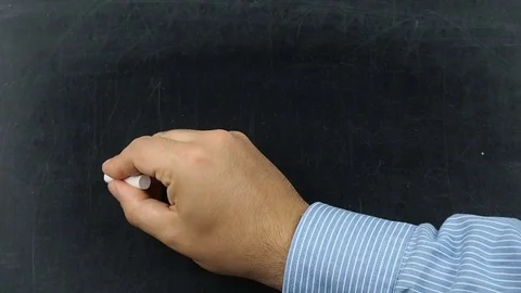 ABC text handwritten on blackboard or chalkboard by teacher or businessman Stock Footage 70932234