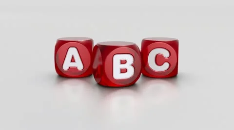 ABC as text or concept on red dice or blocks on white background Stock Footage 12578421