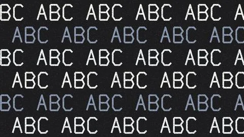 ABC text pattern grid layout on black background Stock Illustration