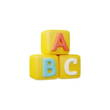 ABC toy blocks, volume render 3d vector illustration isolated on white Stock Illustration