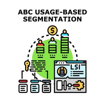 Abc usage based segmentation analytics concept illustrating customers groupin イラスト素材