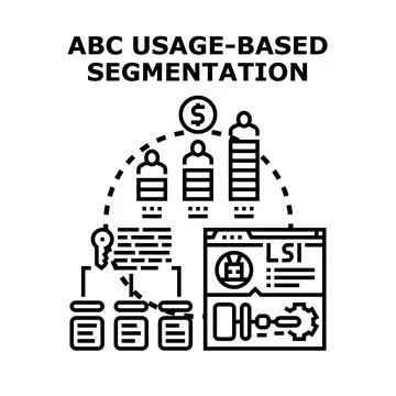 Abc usage based segmentation analytics concept illustrating customers groupin イラスト素材