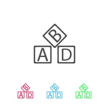 ABD cubes blocks child education icon flat. Stock Illustration