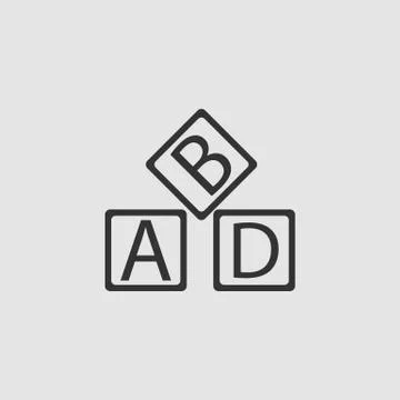 ABD cubes blocks child education icon flat. Stock Illustration