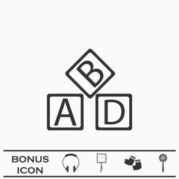 ABD cubes blocks child education icon flat. Illustrazione stock