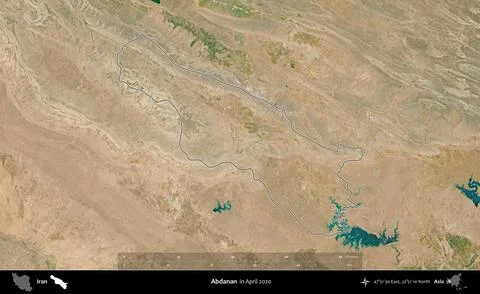 Abdanan outlined, Iran. Satellite image. April 2020 Stock Illustration