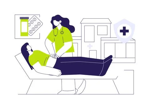 Abdominal exam abstract concept vector illustration. Stock Illustration