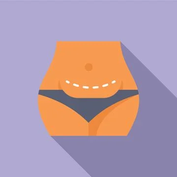 Abdominal liposuction icon flat vector. Obese problem Stock Illustration