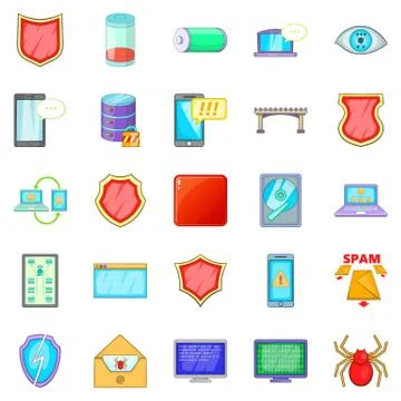 Abduction of data icons set, cartoon style Stock Illustration