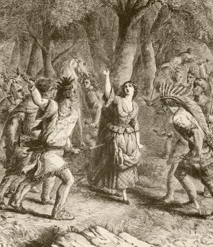 The Abduction Of Jennie Aka Jane Mcrae By Indians In 1777 During The Revoluti Stock Photos
