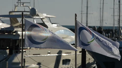 Abell Point Marina Flags Fly in Breeze Stock Footage 55808675