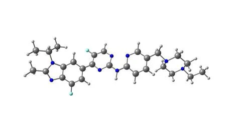 Abemaciclib molecular structure isolated on white Stock Illustration