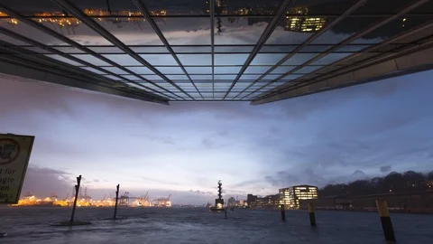 Abenddämmerung Timelapse Dockland Hamburger Hafen Stock Footage