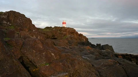Aberdour lighthouse sunset time lapse Stock Footage 163206185