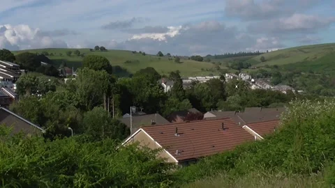 Abertridwr &amp; Senghenydd in the Aber Valley, Caerphilly, South Wales, UK Stock Footage 209225875