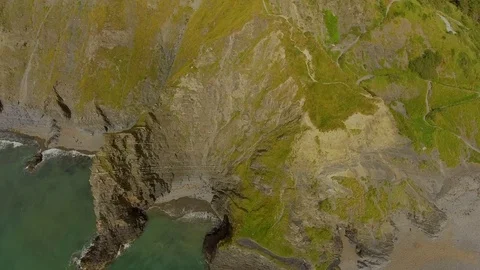 Aberysthwyth Cliff Panning High Vidéo 84177420