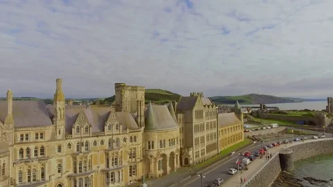Aberysthwyth Opld Town Lift up Stock Footage