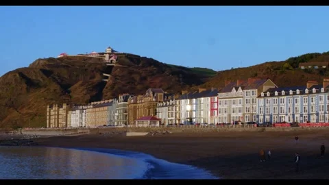 Aberystwyth Seafront January 23rd 2022 Winter Sunset 4K Stock Footage 331300002