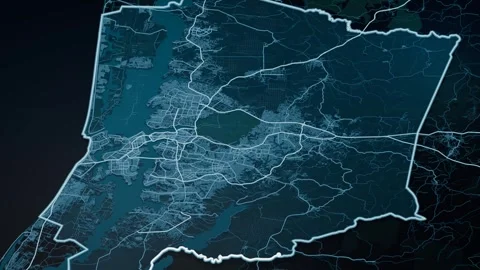 Abidjan Ivory Coast Glowing Digital Map Animation 4K Video stock 337136232