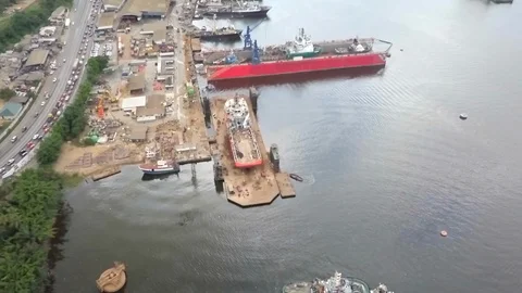 Abidjan shipyard panorama Stock Footage 97985753