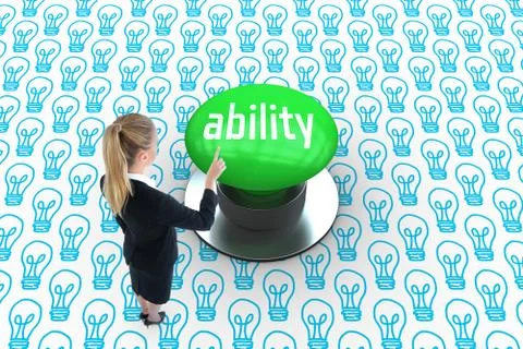 Ability against digitally generated green push button Stock Illustration