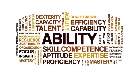 Ability animated word cloud,animation tag kinetic typography seamless loop. Stock Footage 312915850