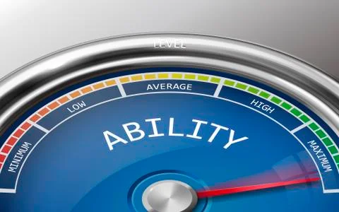 Ability conceptual 3d illustration meter indicator Stock Illustration