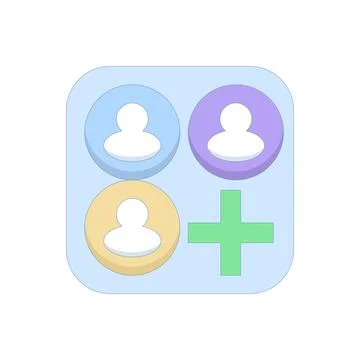 Ability to create groups or add new members on web or mobile app. Stock Illustration