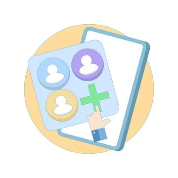 Ability to create groups or add new members on web or mobile app. Stock Illustration