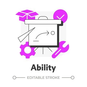 Ability flat outline concept icon Stock Illustration