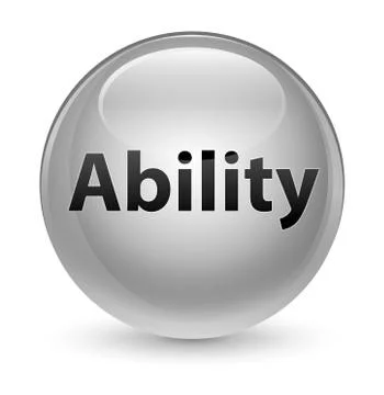 Ability glassy white round button Stock Illustration