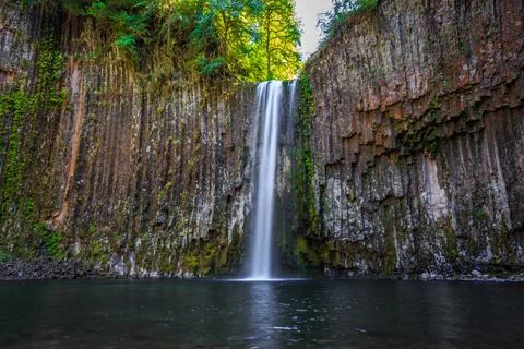 Abiqua Falls and Pool Below, near Silverton, Oregon Stock Photos