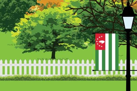Abkhazia Day Trees Lamp Vector Illustration Stock Illustration