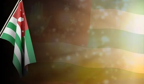 Abkhazia flag with shiny flag backgorund. use for national day and country na Stock Illustration