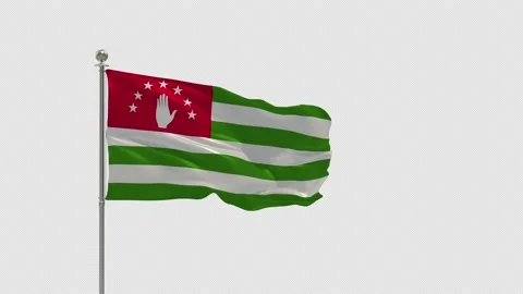 Abkhazia Looping Of The Waving Flag Pole With Alpha Stock Footage 161935722