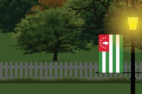 Abkhazia Night Trees Lamp Vector Illustration Stock-Illustration