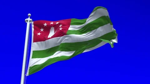 Abkhazian Flag Waving in Loopable and Textured green screen background Stock Footage 296876343