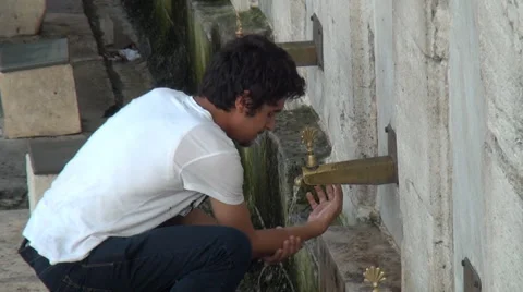 Ablution Before Pray Istanbul Stock Footage 46188942
