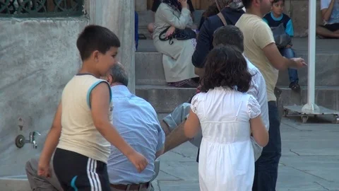 ABLUTION BEFORE PRAYING Stock Footage 93041723