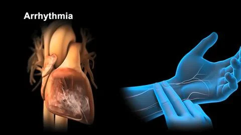 The abnormal fast human heart increased heart rhythm rate at which it was in  Stock Illustration