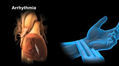 The abnormal fast human heart increased heart rhythm rate at which it was in  Stock Illustration