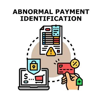 Abnormal payment identification system detecting suspicious financial trans.. Stock Illustration