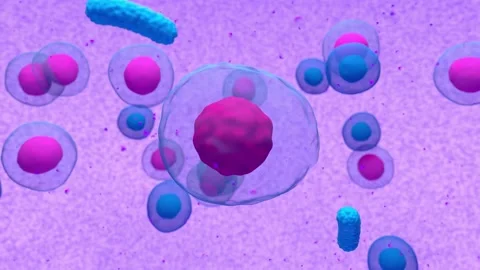 Abnormal plasma cell or b-cell in multiple myeloma emitting paraprotein Stock Footage 204997606