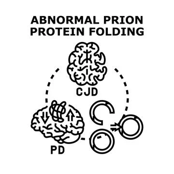 Abnormal prion protein folding illness with brain diseases Stock Illustration
