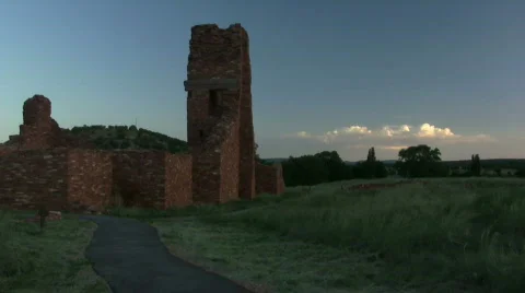 Abo Ruins - Sun Emerging from Clouds Stock Footage 146513