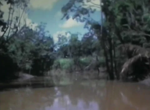 Aboard a boat in the Peruvian rainforest in 1973 Stock-Footage 231797661