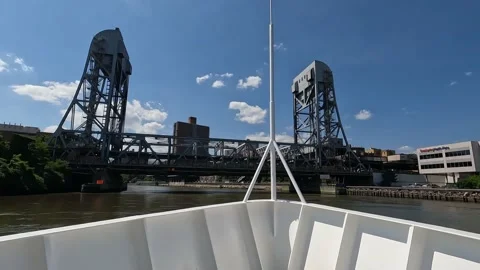 Aboard the Circle Line Cruise and Passing Under the Broadway Bridge Timelapse Stock Footage 219162583