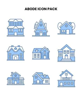 Abode Blue Design Icons Pack Ilustración de archivo