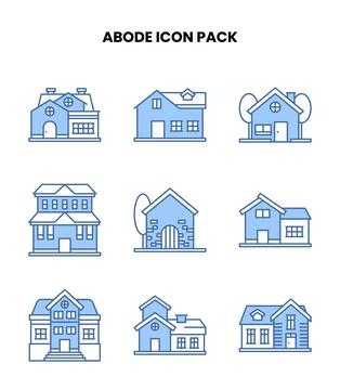 Abode Blue UI Icons Pack Stock Illustration